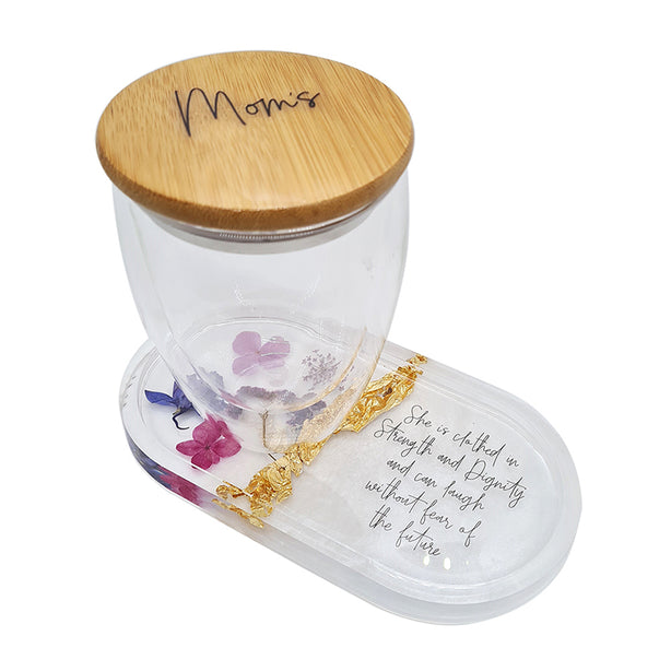Jojomama Chill-out mom set comes with Trinket tray with double glaze glass and bamboo cover