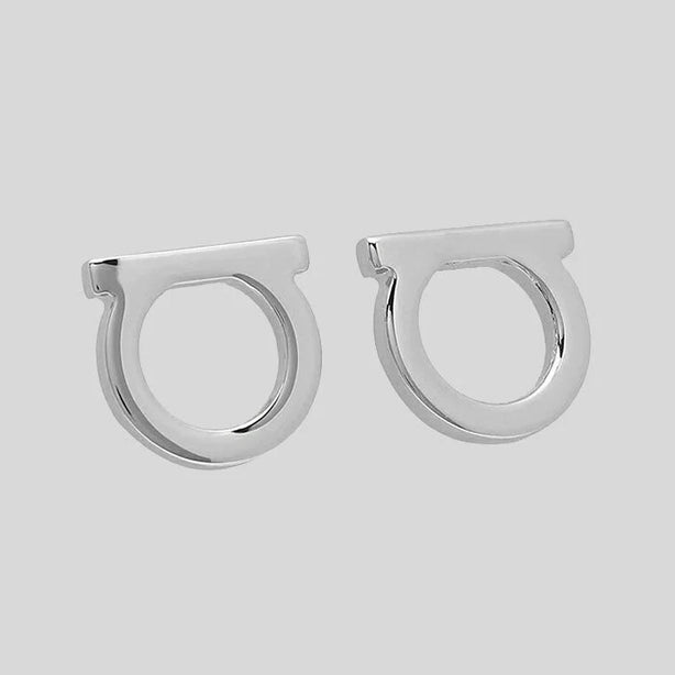 FERRAGAMO Gancini Earrings (L) Palladium RS-760119