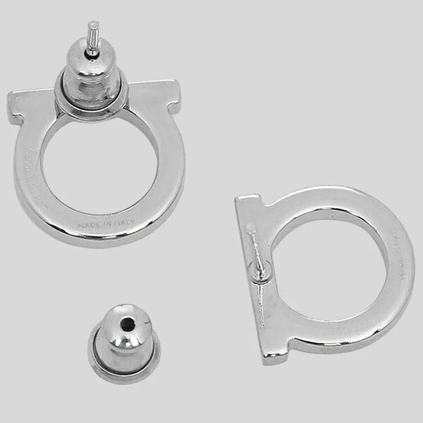 FERRAGAMO Gancini Earrings (L) Palladium RS-760119