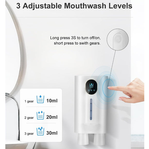 StitchesandTweed Automatic Mouthwash Dispenser Touchless with Magnetic Cups