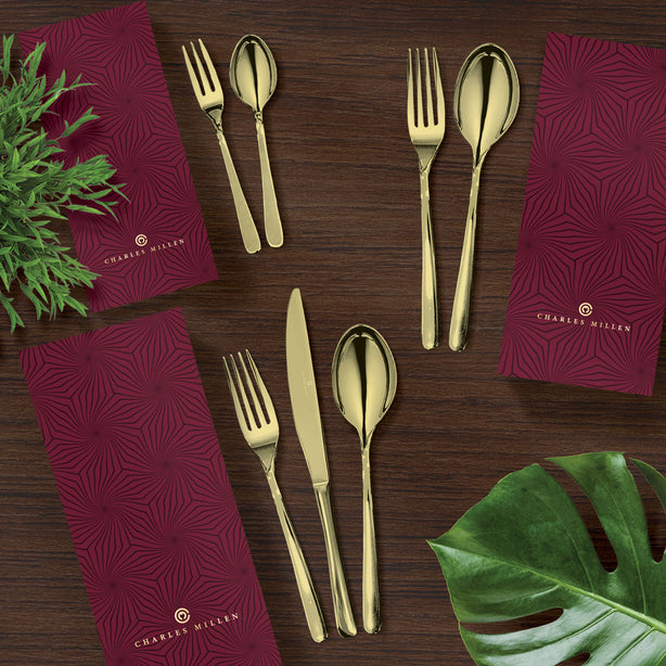 Charles Millen Signature Collection Pelissier 12 Piece Dining Cutlery Set, Gold