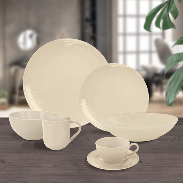 Soiree Ascot, Fine Porcelain Tableware, Dinner Plate, Buttermilk Beige