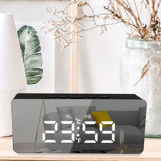 StitchesandTweed Mirror Alarm Clock Black