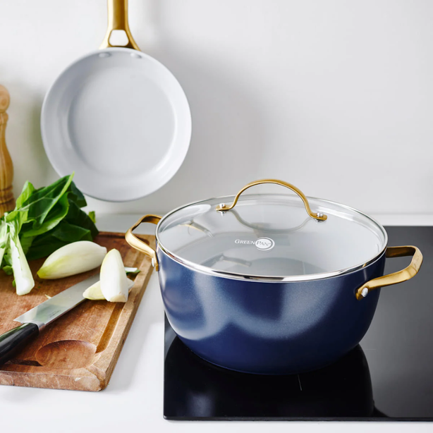 GreenPan Padova 24cm Ceramic Non-stick Casserole Pot, Dark Blue [PFAS FREE]