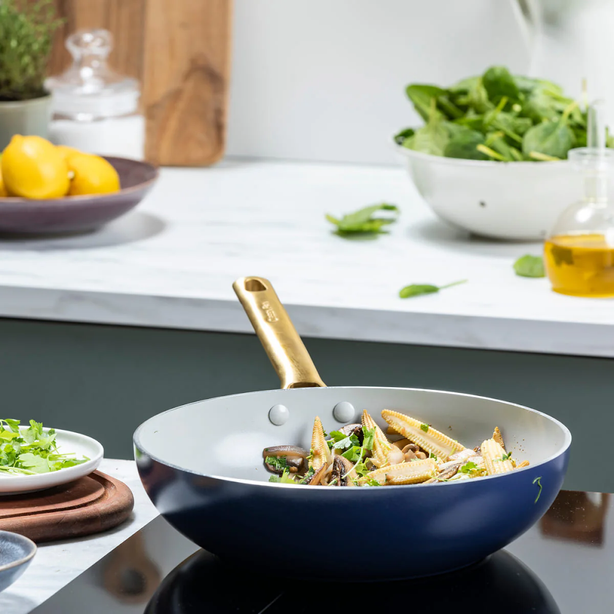GreenPan Padova 28cm Ceramic Non-stick Wok, Dark Blue [PFAS FREE]