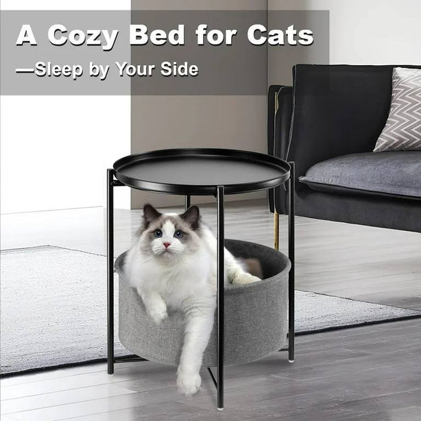 Round coffee table with storage basket