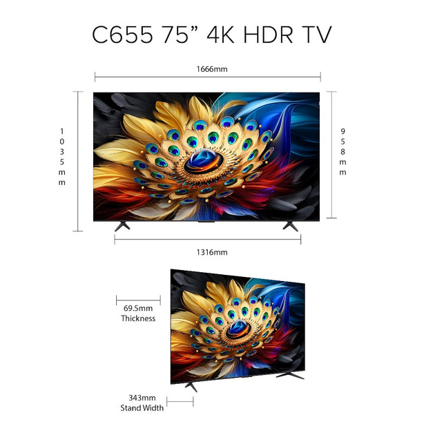 TCL C655 Qled 4K Google TV 75 Inch