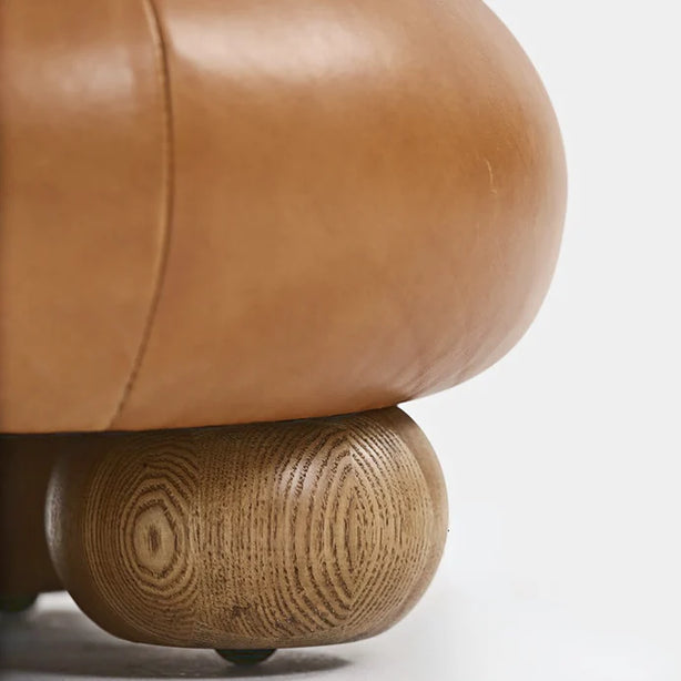 Leather Oakwood Ottoman
