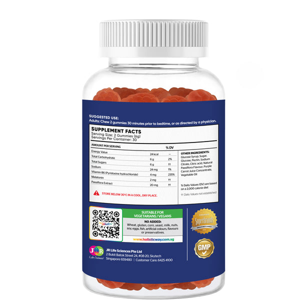 Holistic Way Sleep Well Melatonin Gummy with Passiflora Extract and Vitamin B6, Vegan (60 Gummies)