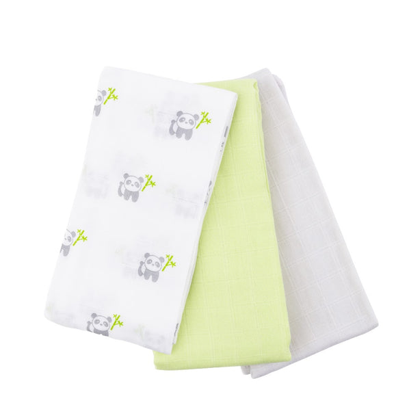 PANDA 100% Cotton Muslin Squares – 3 pack
