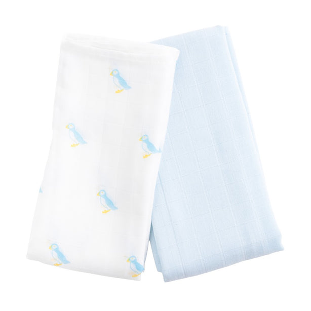 PUFFIN Bamboo Cotton Muslin Swaddle Blankets – 2 pack