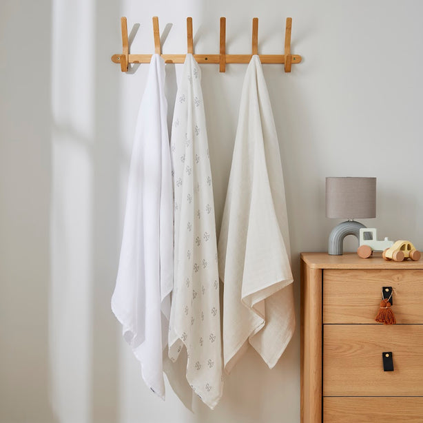 KIKI & SEBBY® Bamboo Cotton Muslin Squares – 3 Pack