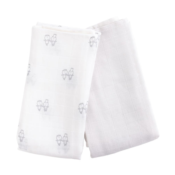KIKI & SEBBY®  Bamboo Cotton Muslin Swaddle Blankets – 2 pack