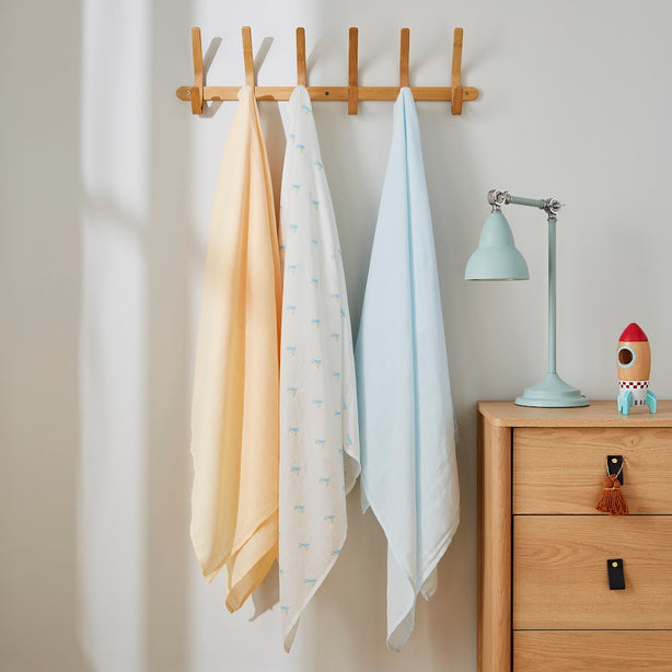 PUFFIN Bamboo Cotton Muslin Squares – 3 pack