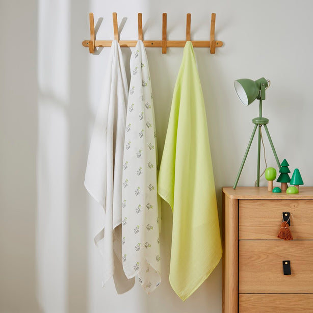 PANDA Bamboo Cotton Muslin Squares – 3 pack