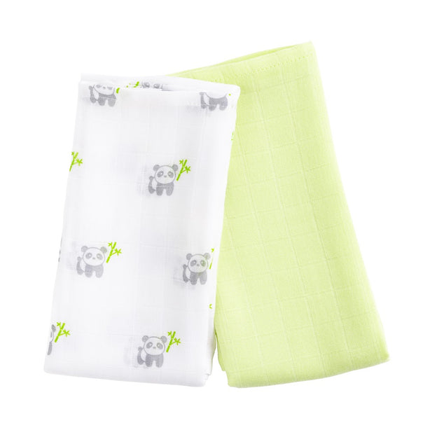 PANDA Bamboo Cotton Muslin Swaddle Blankets – 2 pack