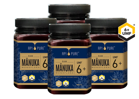 Apipure Raw Manuka Honey UMF 6+ 500g (Bundle of 4)