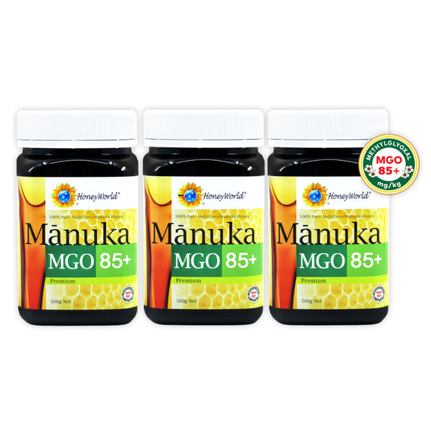 HoneyWorld Manuka Honey MGO 85+ 500g (Bundle of 3)