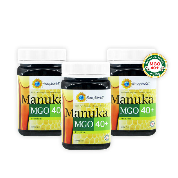 HoneyWorld Manuka Honey MGO 40+ 500g (Bundle of 3)