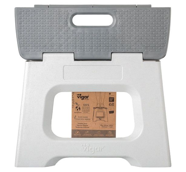 Vigar Compact Foldable Stool 100% Recycled Plastic Zeroline Grey