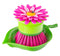 Vigar Flower Power Palm Dish Brush With Holder (Pink or Orange Colour)