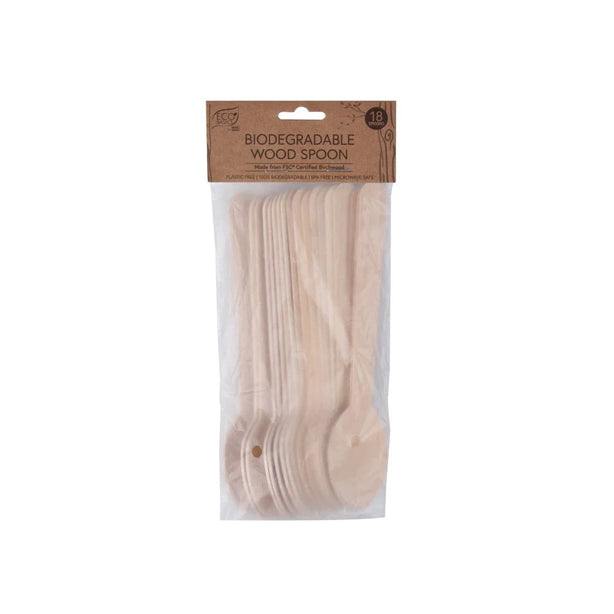 Eco Basics Biodegradable Wood Spoon ‚Äì 18pcs