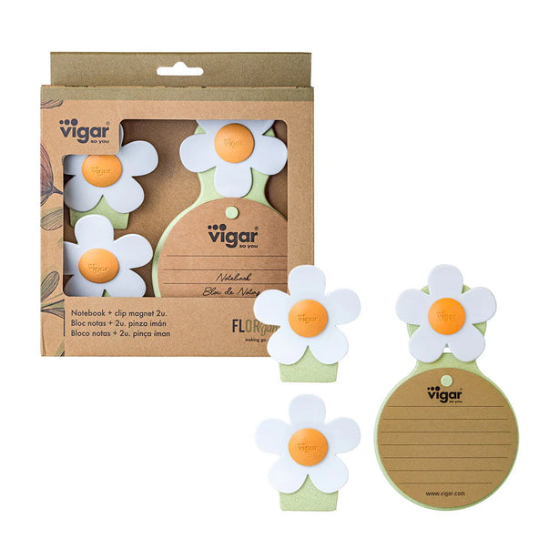 Florganic Notebook with Suction + Magnet Clip 2pc Set