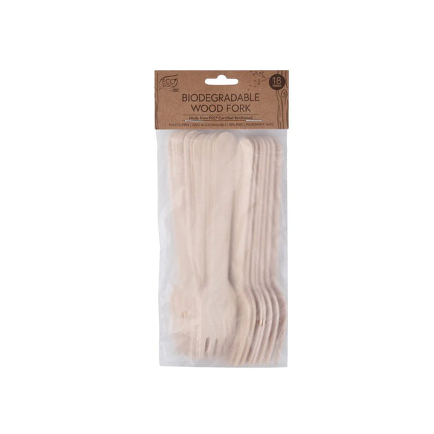 Eco Basics Biodegradable Wood Fork – 18pcs