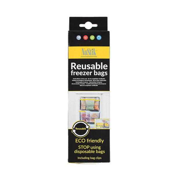 Nostik Reusable Freezer Bags + Clips Set of 4