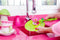 Vigar Flower Power Set (Gloves, Pink Dish Brush With Vase, Sponge Holder)