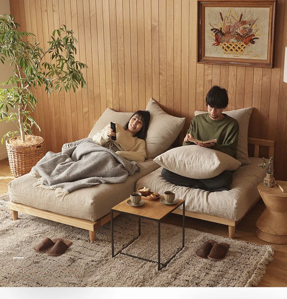 French Linen Ashwood Sofa