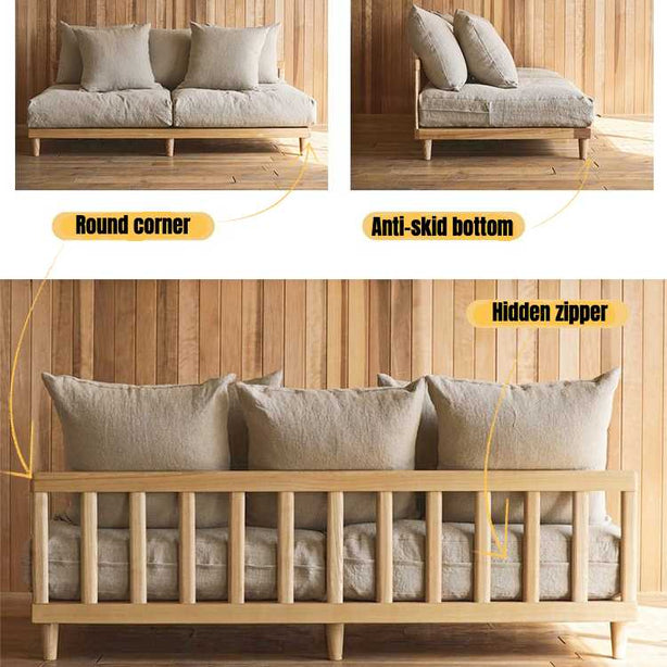 French Linen Ashwood Sofa