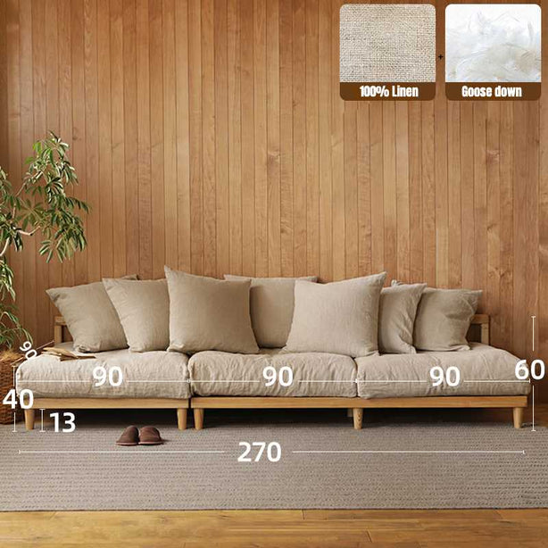 French Linen Ashwood Sofa