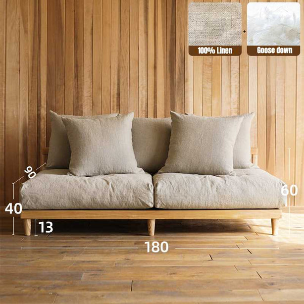 French Linen Ashwood Sofa
