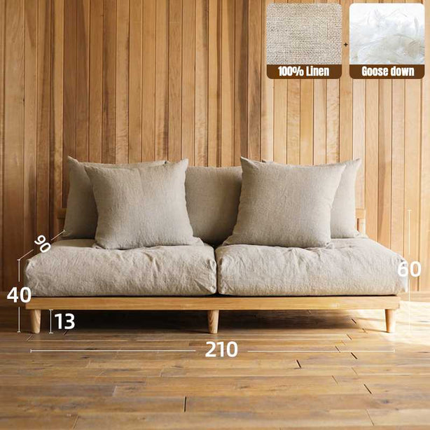 French Linen Ashwood Sofa