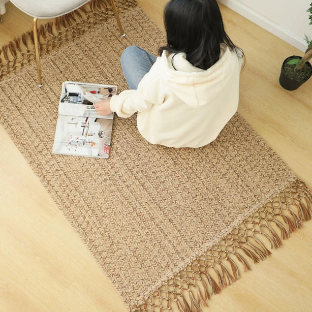 Rectangular Tassel Jute Mat
