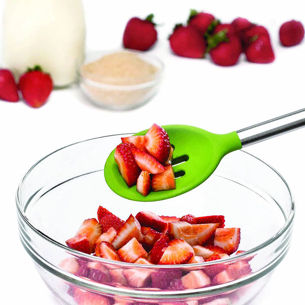 Silicone Slotted Spoon - Stainless Steel Handle