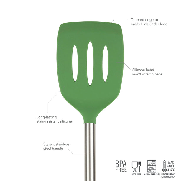 Silicone Slotted Turner with Stainless Steel Handle