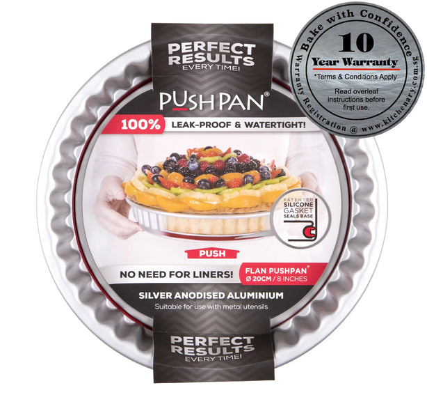 PushPan Round Flan,Tart & Quiche Pan - Anodised Aluminium