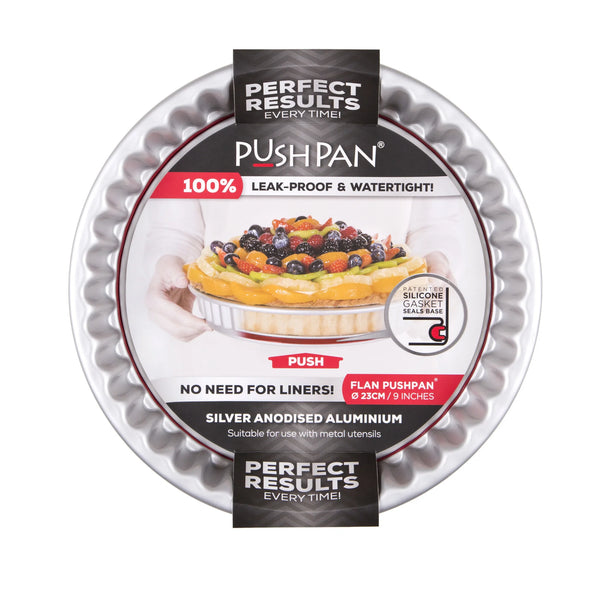 PushPan Round Flan,Tart & Quiche Pan - Anodised Aluminium
