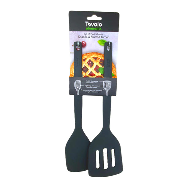 Elements All Silicone Spatula/Slotted Turner - Set of 2