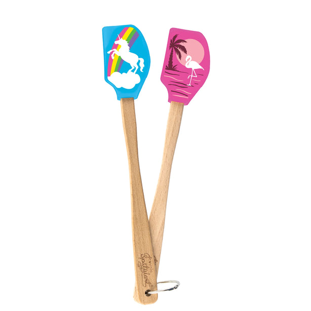 Tovolo Spatulart® Mini Spatulas Unicorn & Flamingo - Set of 2 Wood Handle