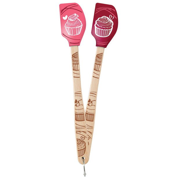 Tovolo Spatulart® Mini Spatulas Cupcake - Set of 2 Wood Handle