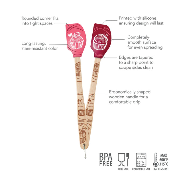 Tovolo Spatulart® Mini Spatulas Cupcake - Set of 2 Wood Handle