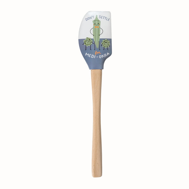 Spatulart Spatula - 1 in a Melon/Medi-Okra Spatula Wood Handle