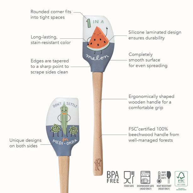 Spatulart Spatula - 1 in a Melon/Medi-Okra Spatula Wood Handle