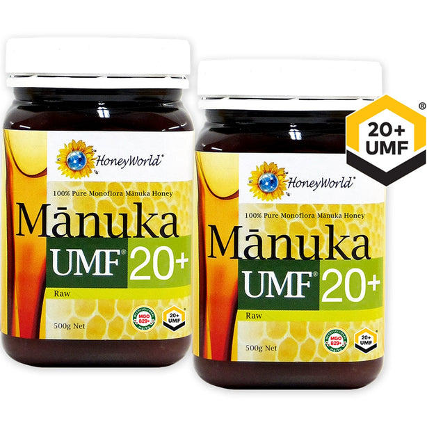 HoneyWorld Raw Manuka UMF 20+ 500g (Bundle of 2)