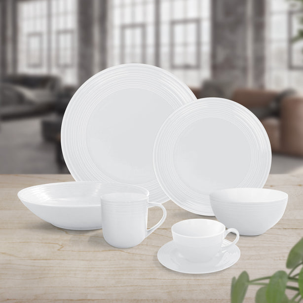 Soiree Ascot, Fine Porcelain Tableware, Cup & Saucer, Mallow White