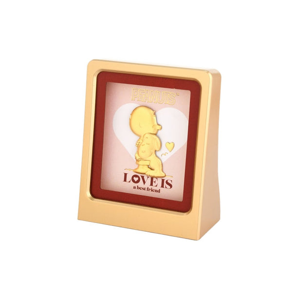 Peanuts Snoopy & Charlie Love Collection 24K Gold Foil in Frame