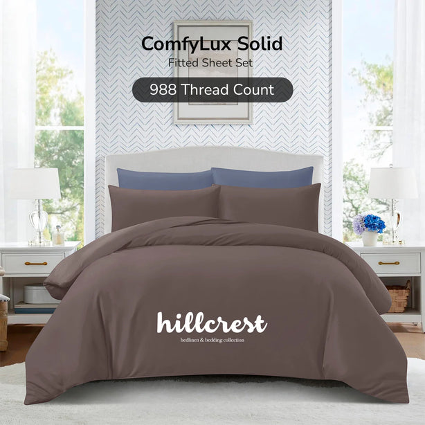 Hillcrest ComfyLux Solid 988TC | Fitted Sheet Set I No Quilt Cover - 6 Colour